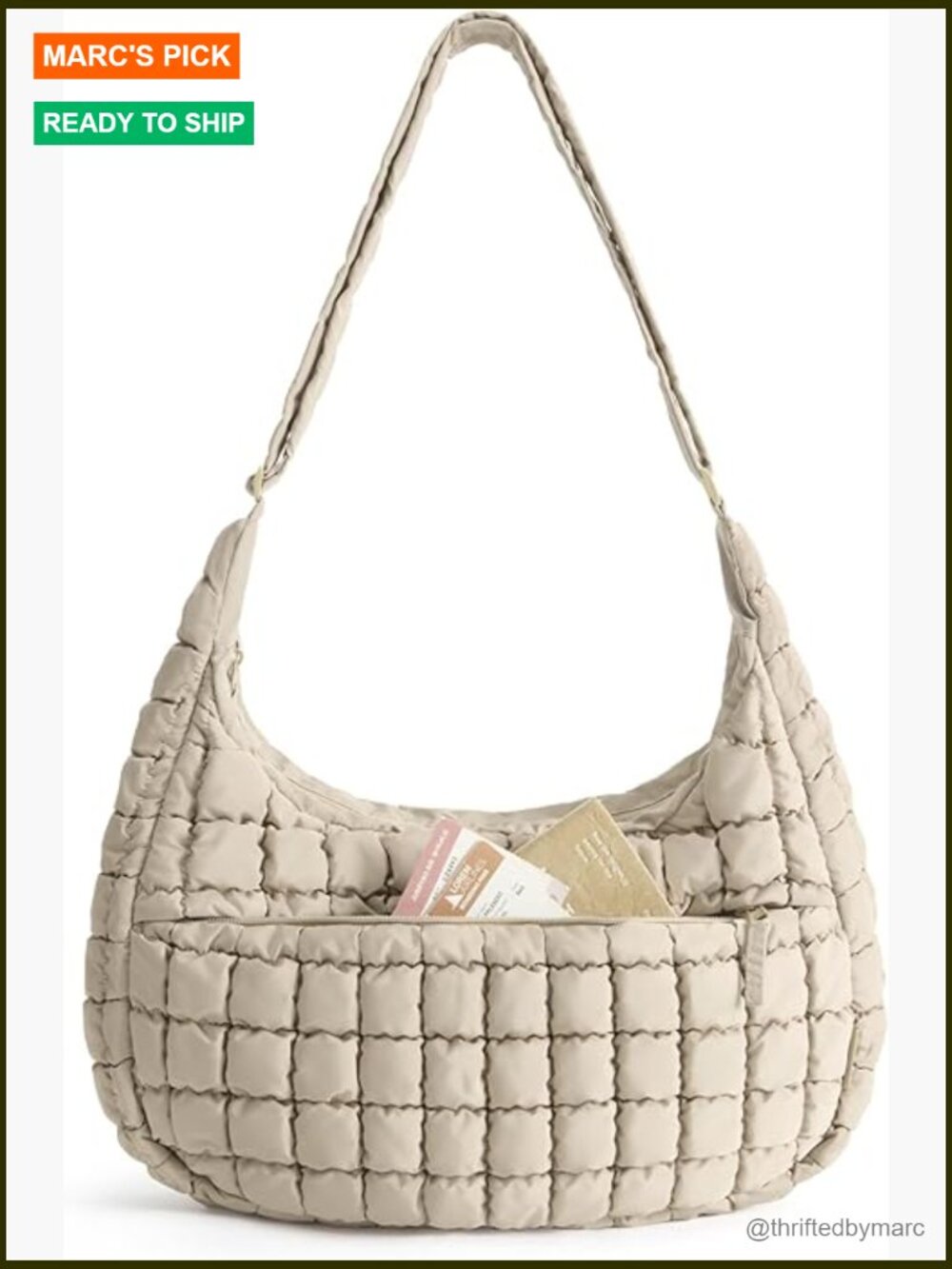 Quilted Crossbody Bag With Laptop Sleeve, Water-Resistant Travel Purse